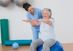 a senior receives physical therapy services