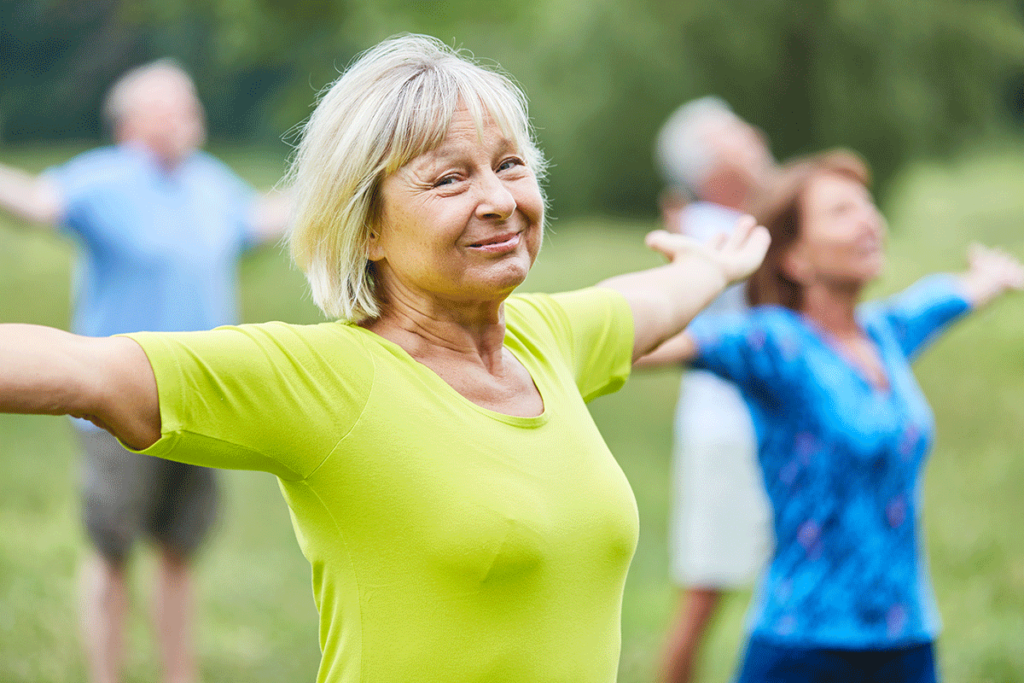 a group of seniors do tai chi, one of many Activities for seniors