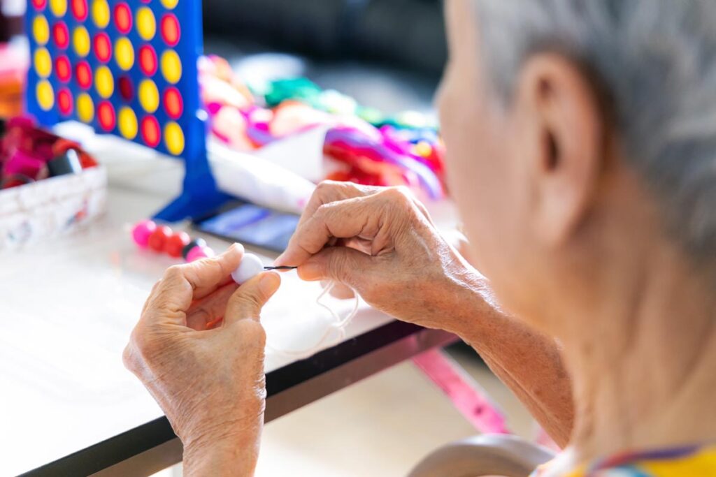 Person doing one of many activities for Alzheimer's patients